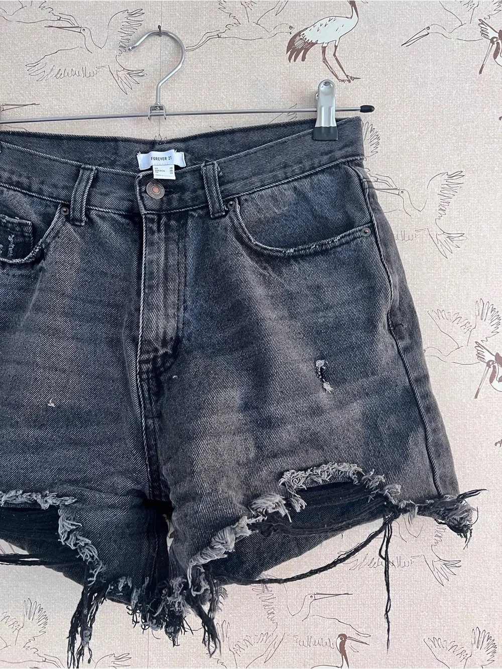 Forever21 black denim cut off shorts high rise